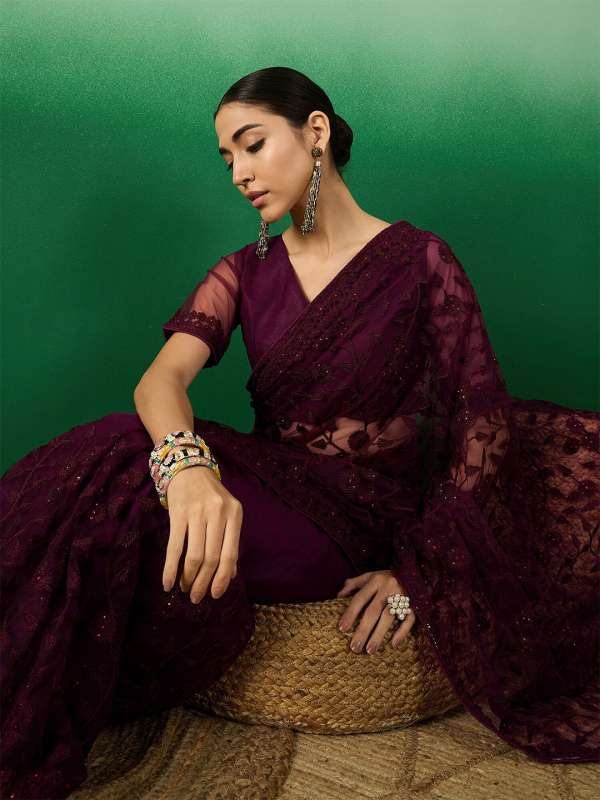 Myntra net saree clearance