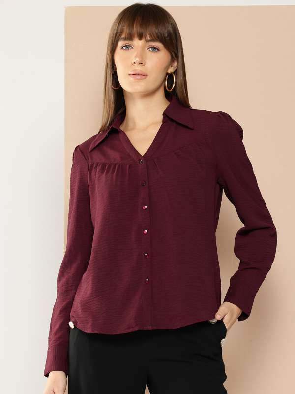 Dark maroon dress shirt best sale