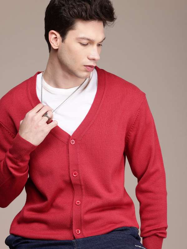 Red cardigan sweater discount
