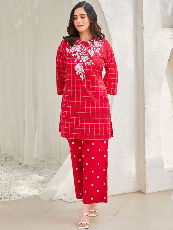 Biba red salwar suit best sale