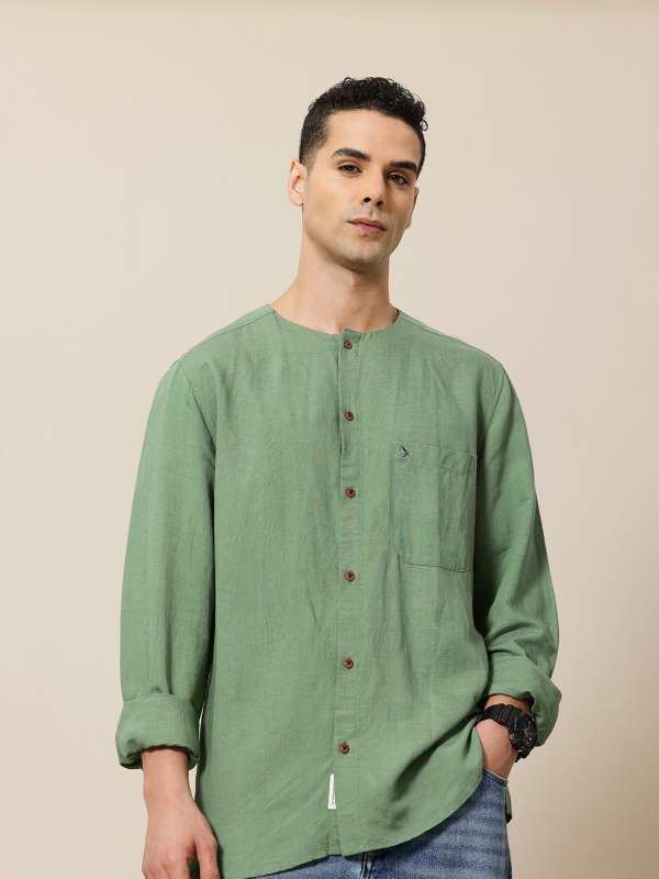 Collarless shirt mens india store