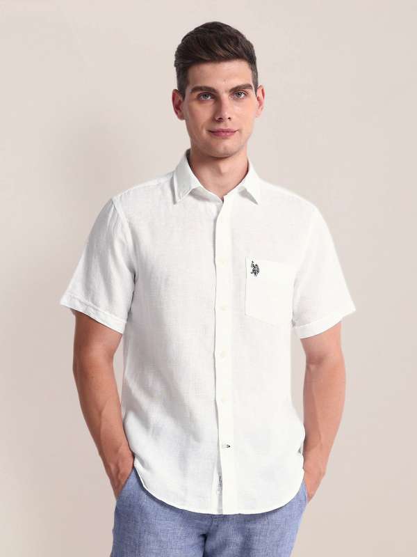 Uspa white linen shirt sales