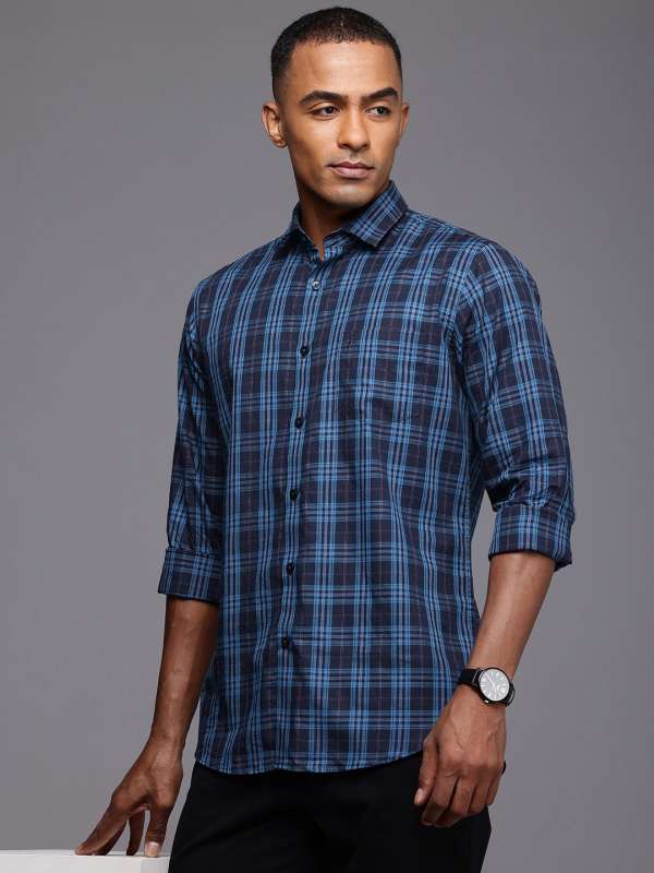 Allen Solly Men Blue Check Shirts Buy Allen Solly Men Blue Check Shirts online in India