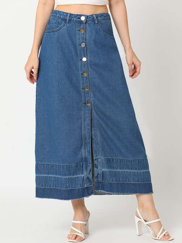 Denim maxi skirt online india shop