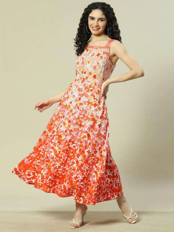 Buy Rangriti Floral Printed Shoulder Straps Maxi Dress Dresses for Women 29635304 Myntra