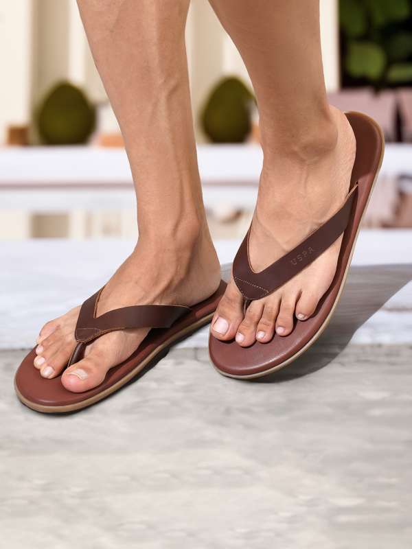 Mens all leather flip flops on sale