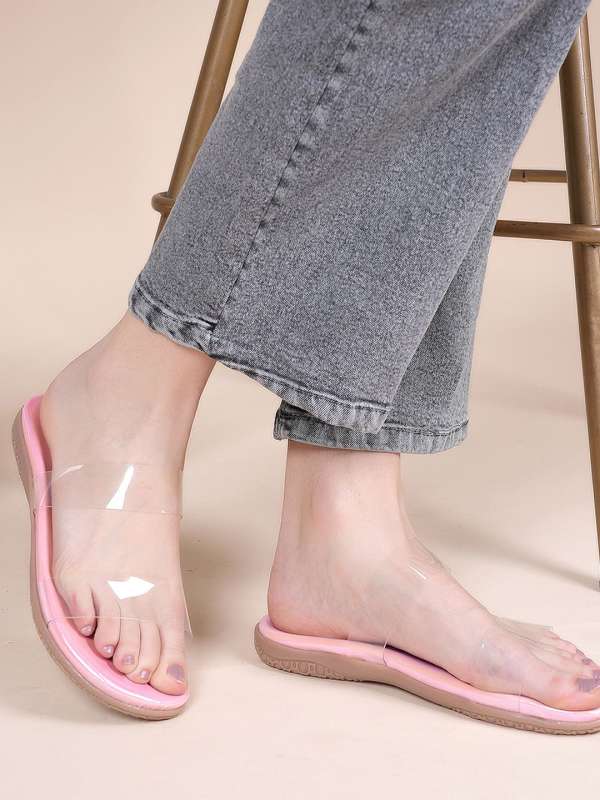 Transparent slippers flat top