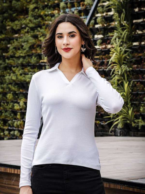 White Long Sleeves Polo Tshirts Buy White Long Sleeves Polo Tshirts online in India