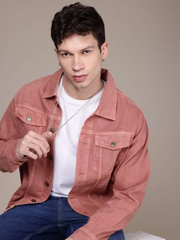 Red colour jeans jacket sale