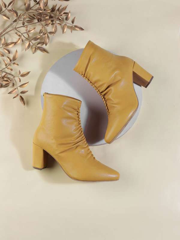 Yellow leather boots cheap