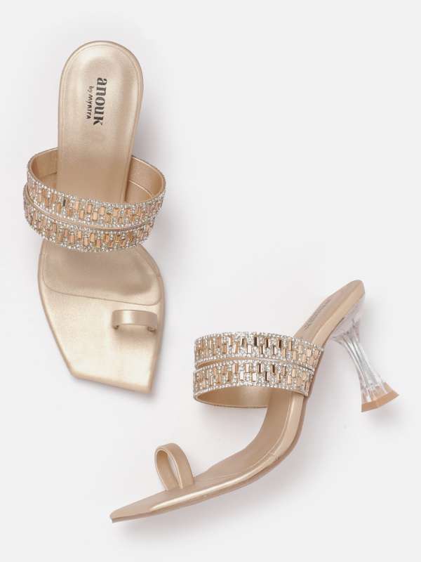 Golden heels myntra on sale