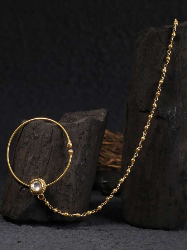 Big nose ring with chain hot sale