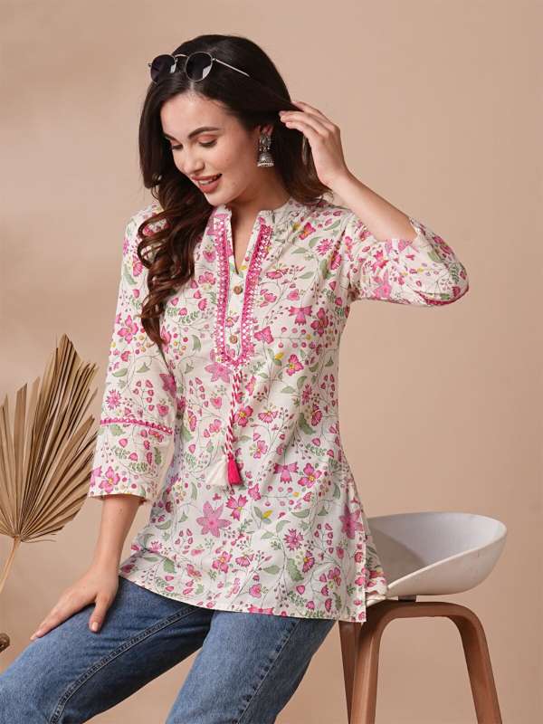 Pink kurti with jeans top