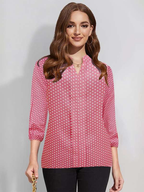 pink polka dot top