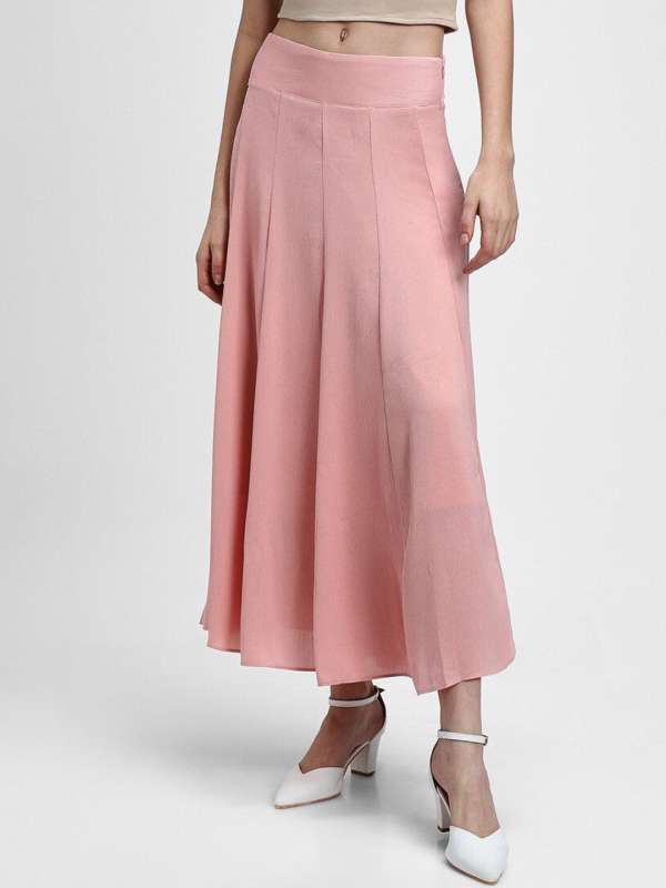 Forever New Pink Solid Flared Skirt Buy Forever New Pink Solid Flared Skirt online in India
