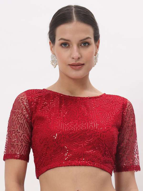 red sequin crop top