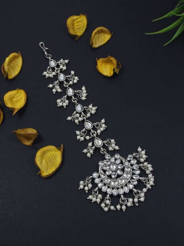 Silver Metal Maang Tikka Buy Silver Metal Maang Tikka online in India