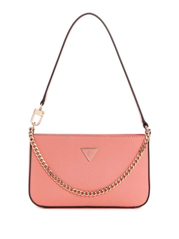 Guess Pink Solid Sling Bag Buy Guess Pink Solid Sling Bag online in India