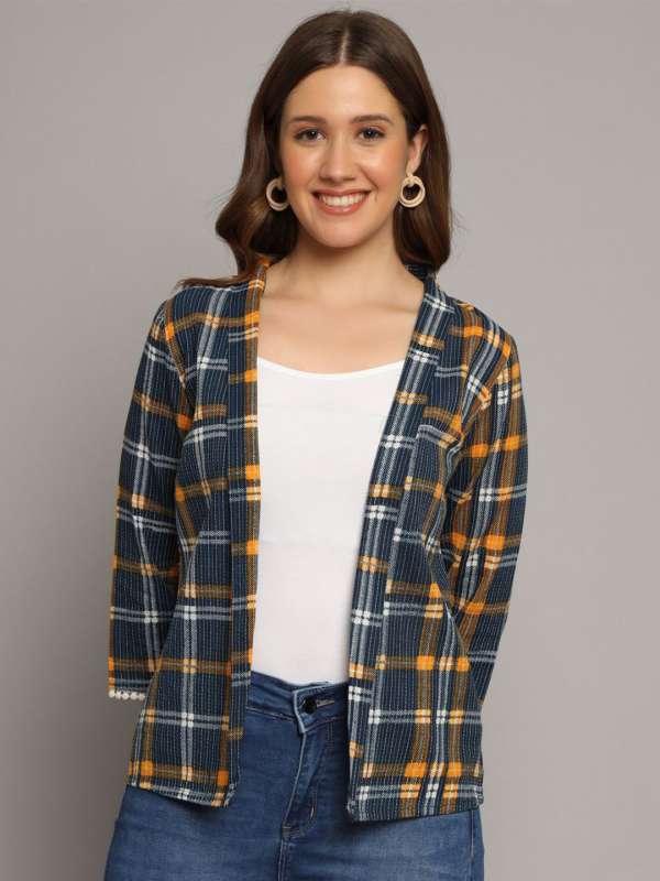Checkered long shrug online