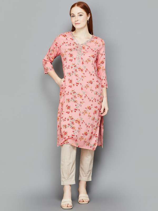 Melange By Lifestyle Women Pink Kurtas Buy Melange By Lifestyle Women Pink Kurtas online in India