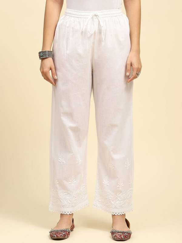 White Chikankari Embroidered Palazzo 4199028.htm Buy White Chikankari Embroidered Palazzo 4199028.htm online in India