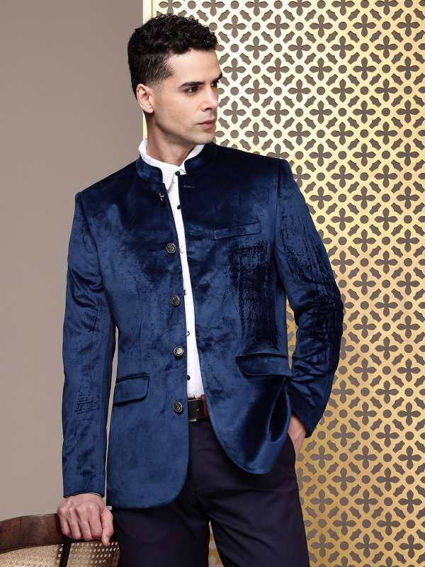 Bandhgala velvet blazer on sale