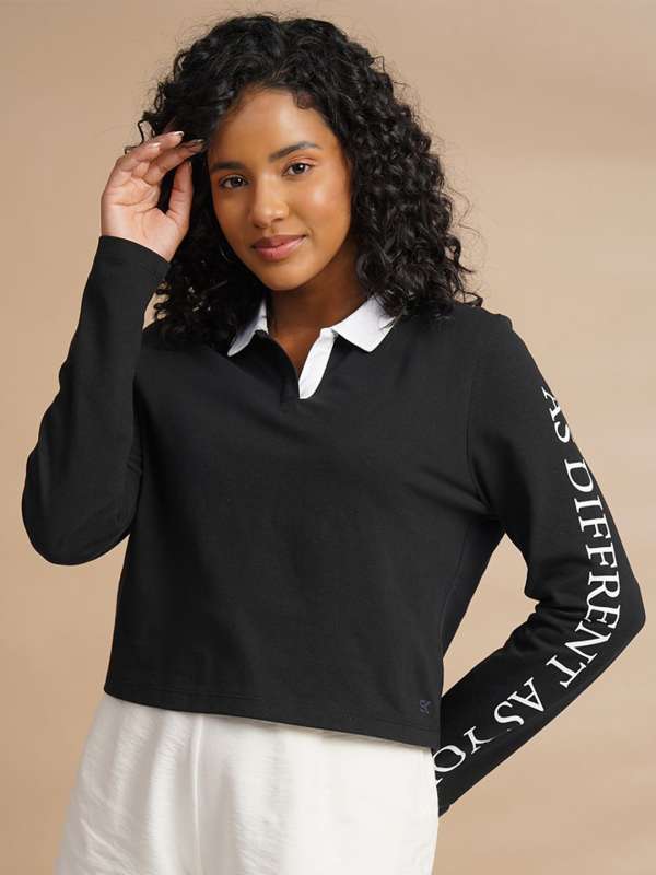 Black polo t shirt women's online
