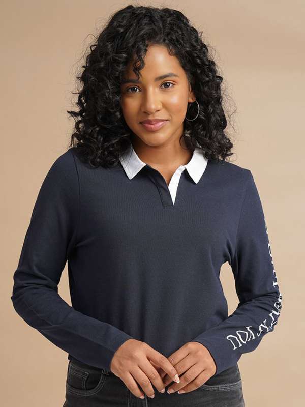Dark blue polo shirt womens sales