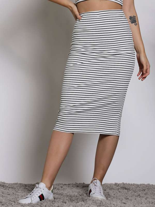 White Striped Skirt Buy White Striped Skirt online in India