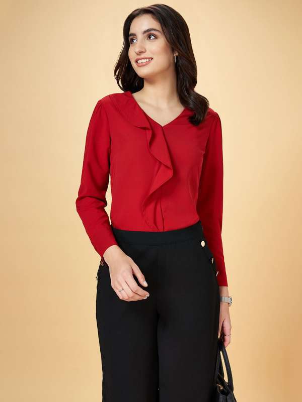 Red formal tops for ladies sales