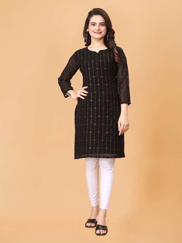 V Neck On Black Kurtis Buy V Neck On Black Kurtis online in India
