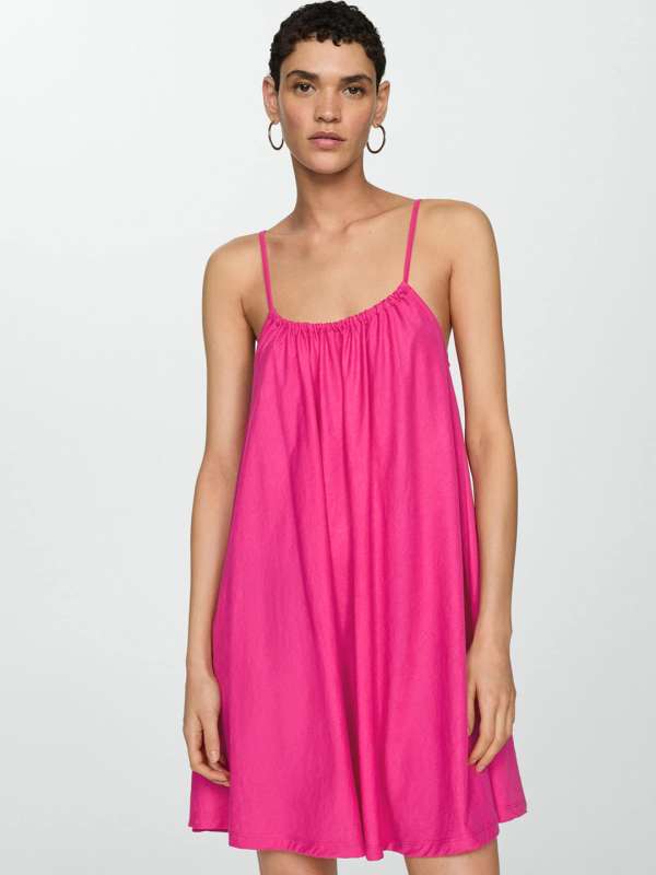Mango pink pleated dress top