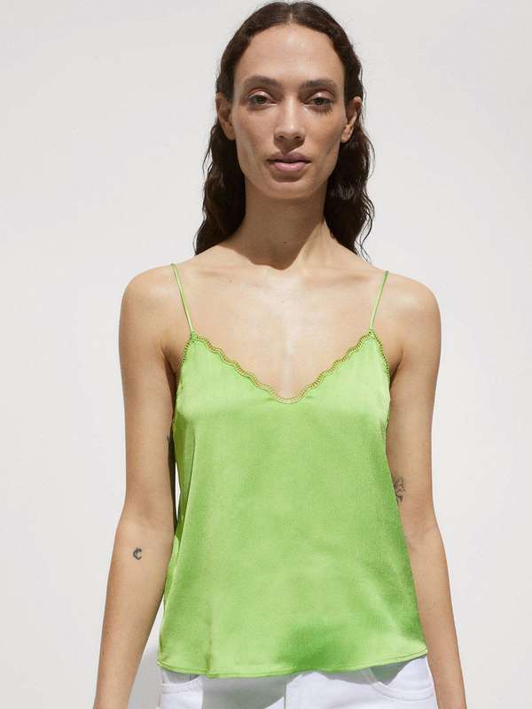 lime green satin top