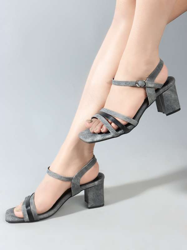 Grey sandals heels on sale