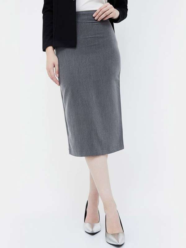 Grey Pencil Skirt Buy Grey Pencil Skirt online in India