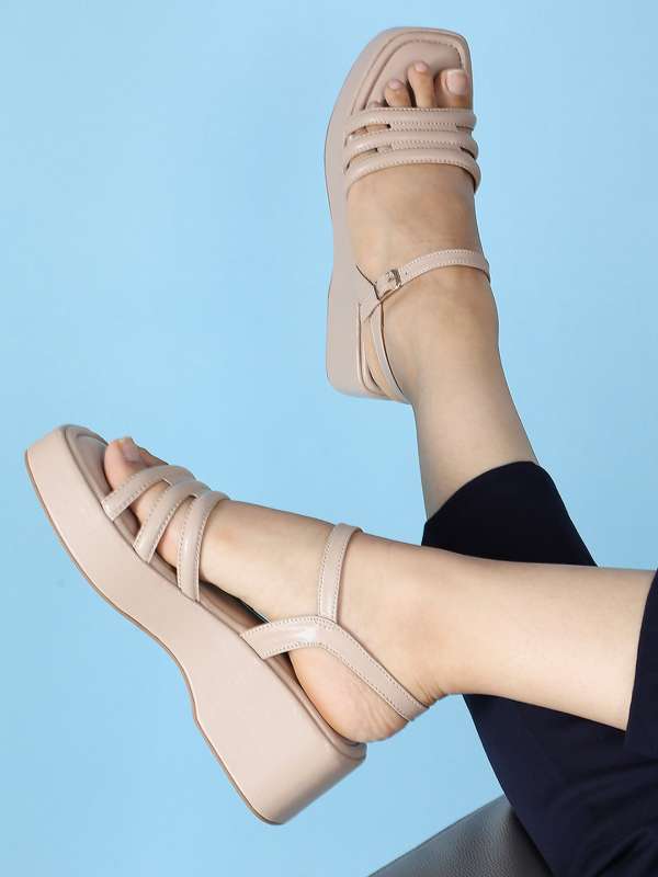 Inc 5 Beige Solid Heeled Sandals Buy Inc 5 Beige Solid Heeled Sandals online in India