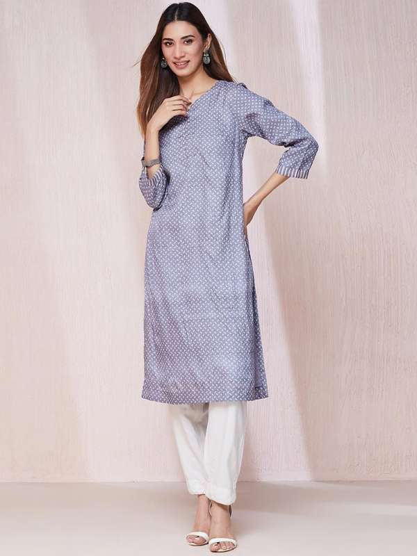 Fabindia Kurtis Printed Silk Blue Print Kurtas Buy Fabindia Kurtis Printed Silk Blue Print Kurtas online in India