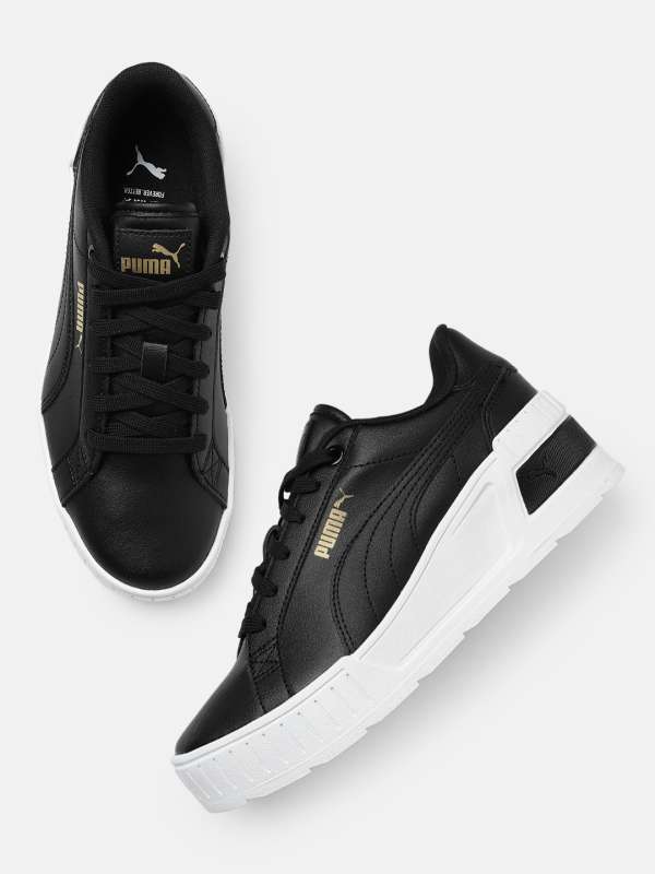 Puma black leather shoes india clearance