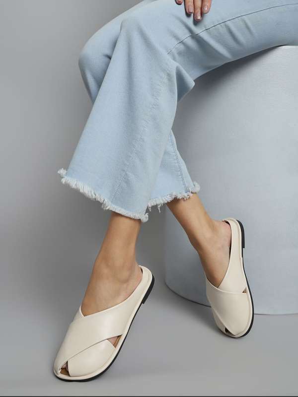 White peep toe flats outlet