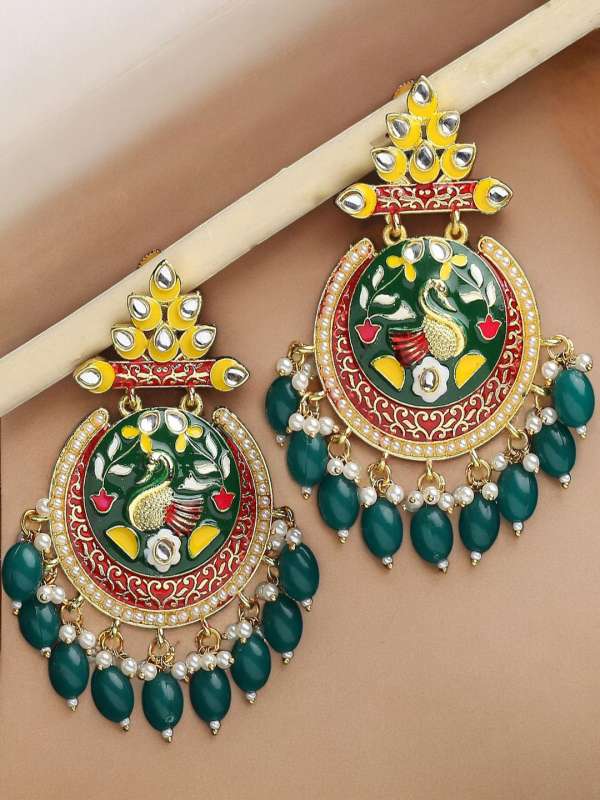 Peacock green earrings sale