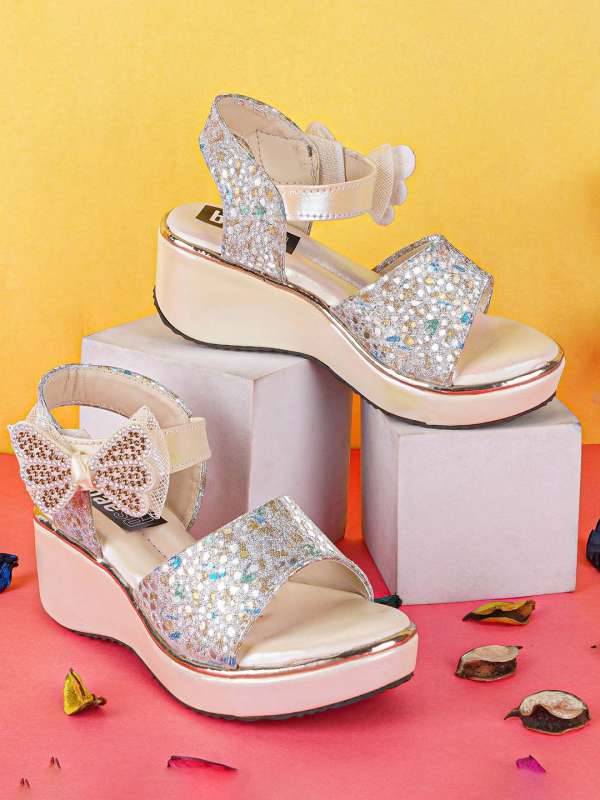 Girls silver wedge sandals on sale