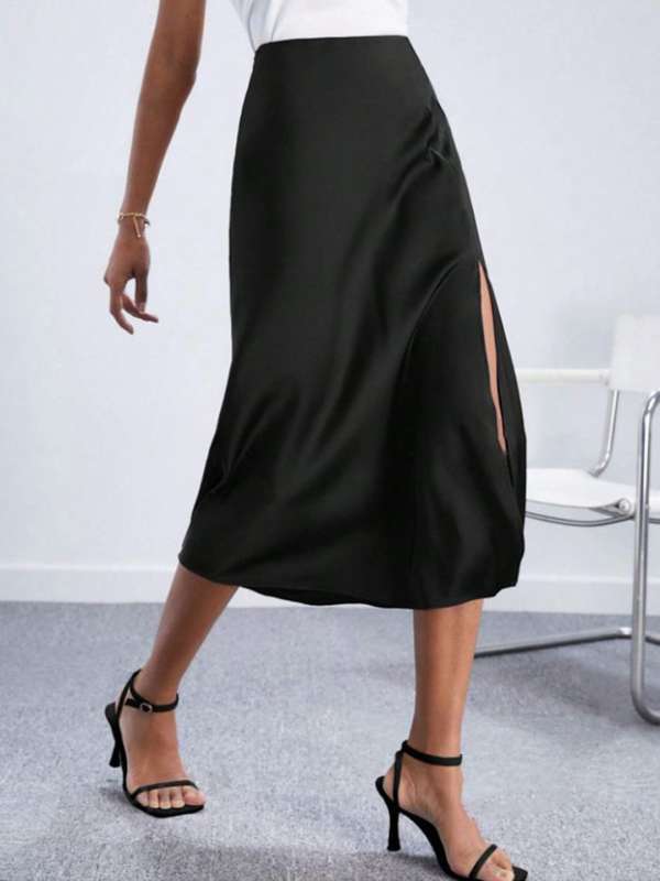 Black midi skirt online india sales