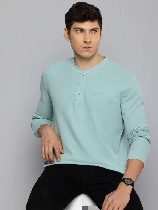 Levis Blue Solid Henley Tshirts Buy Levis Blue Solid Henley Tshirts online in India