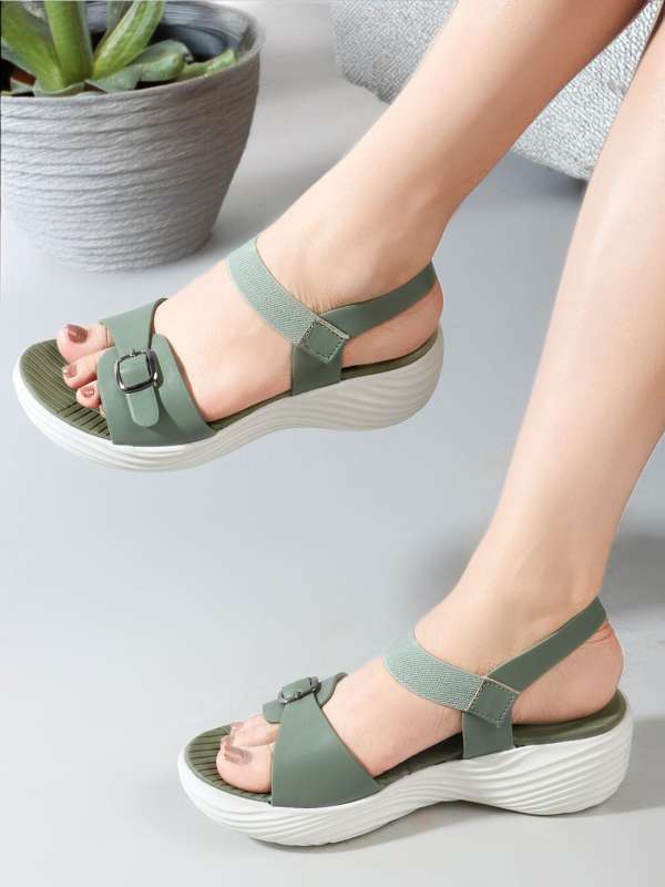 Olive green wedges shoes sales