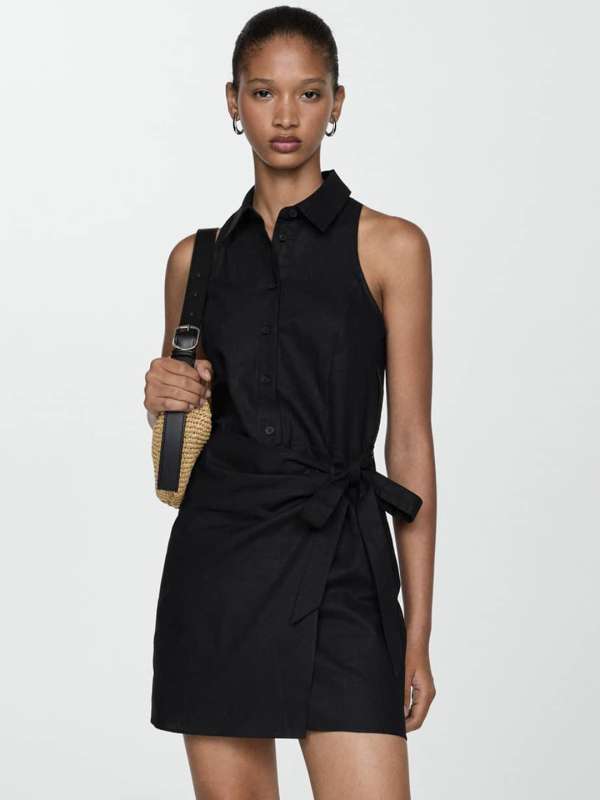 Ladies black shirt dress online