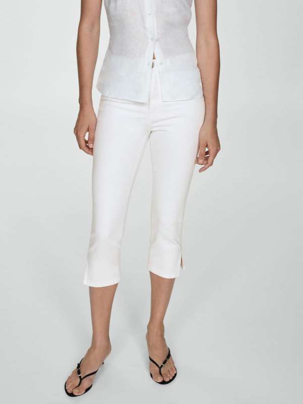 Women White Denim Capris Buy Women White Denim Capris online in India