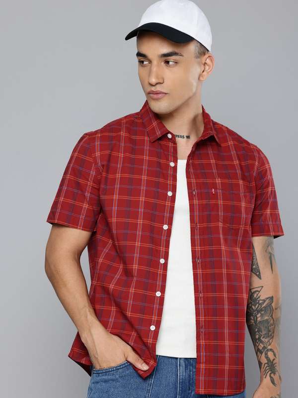Levis red check shirt discount