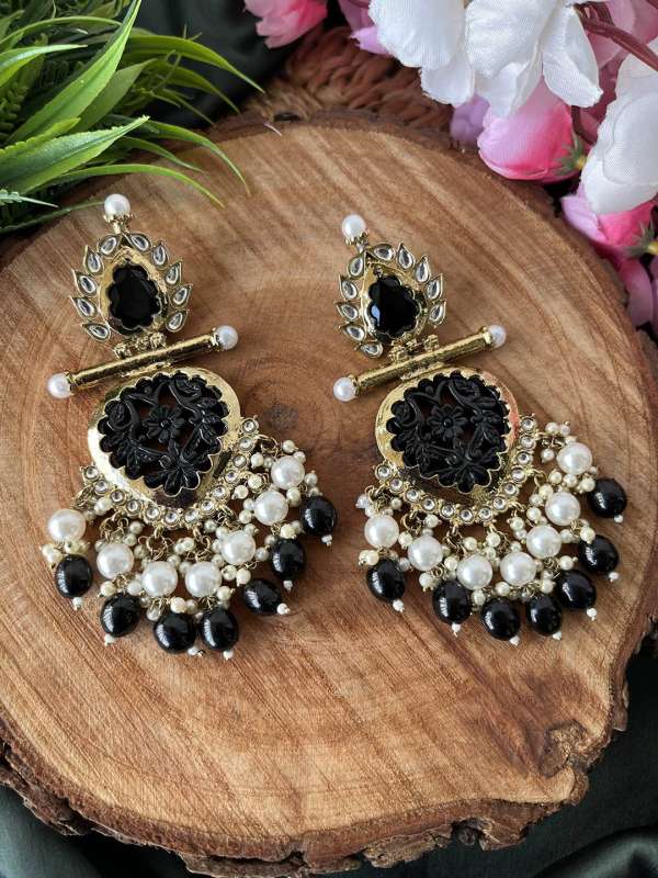 Black beads earrings latest designs top