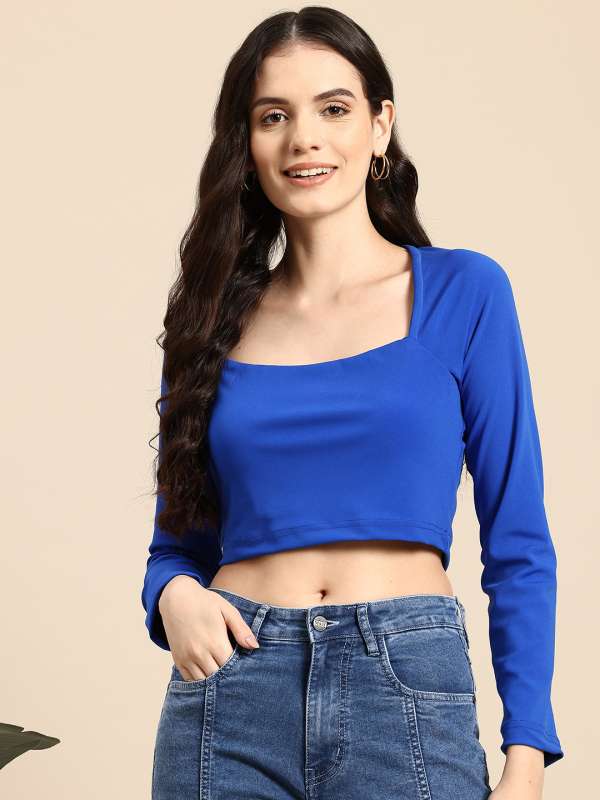 Mast Harbour Aqua Blue Solid Crop Top Buy Mast Harbour Aqua Blue Solid Crop Top online in India