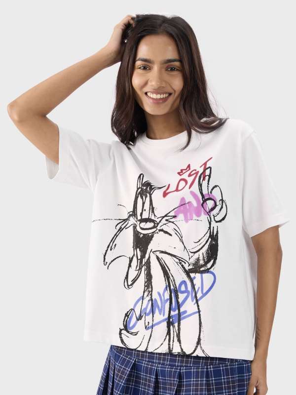 T shirt for womens online myntra best sale